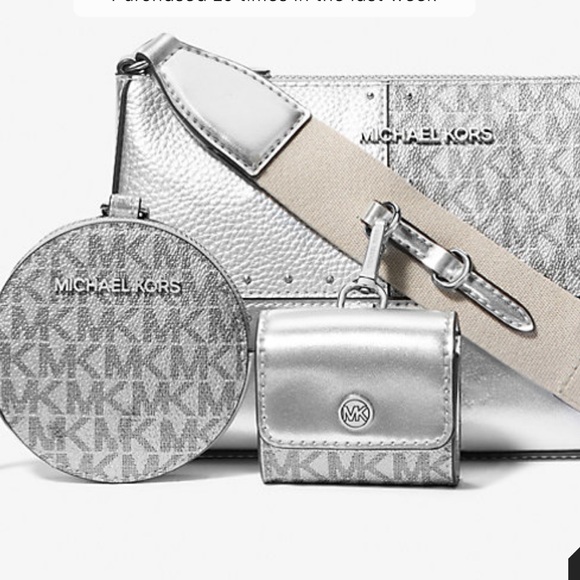 Michael Kors Jet Set Travel Small Metallic Patchwork Signature Logo Crossbody - Picture 2 of 16